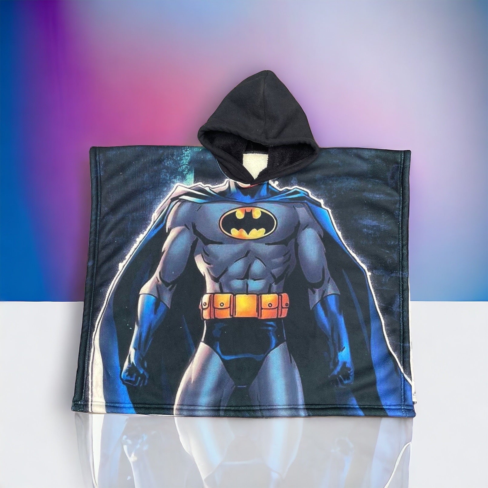 Poncho Batman In Microfibra Per Bambini - 50x100 Cm Per Et&agrave; 2-4 Anni